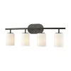 Pemlico 4-Light Oil Rubbed Bronze with White Glass Bath Light by Titan Lighting
