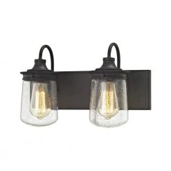 Hamel 2-Light Oil Rubbed Bronze with Clear Seedy Glass Bath Light by Titan Lighting