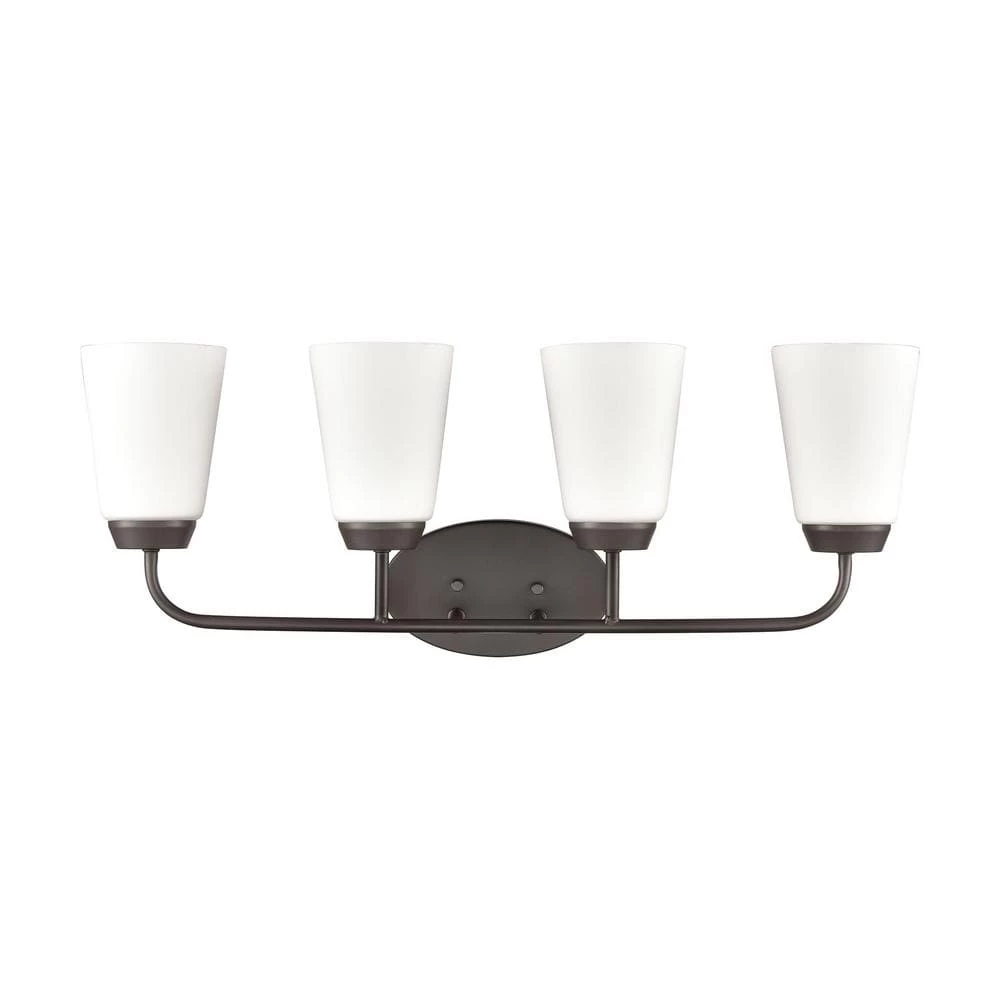 28 in. 4 Light Oil Rubbed Bronze Vanity Light by Titan Lighting 4 28 in. 4 Light Oil Rubbed Bronze Vanity Light by Titan Lighting - Image 2
