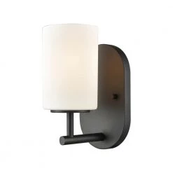 Pemlico 1-Light Oil Rubbed Bronze with White Glass Bath Light by Titan Lighting