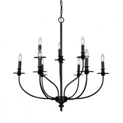 Hartford 9-Light Oil Rubbed Ceiling Mount Chandelier by Titan Lighting