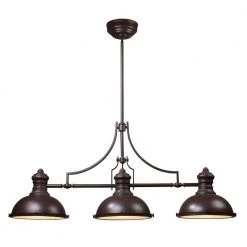 Chadwick 3-Light Oiled Bronze Island Light With Matching Metal Shades by Titan Lighting