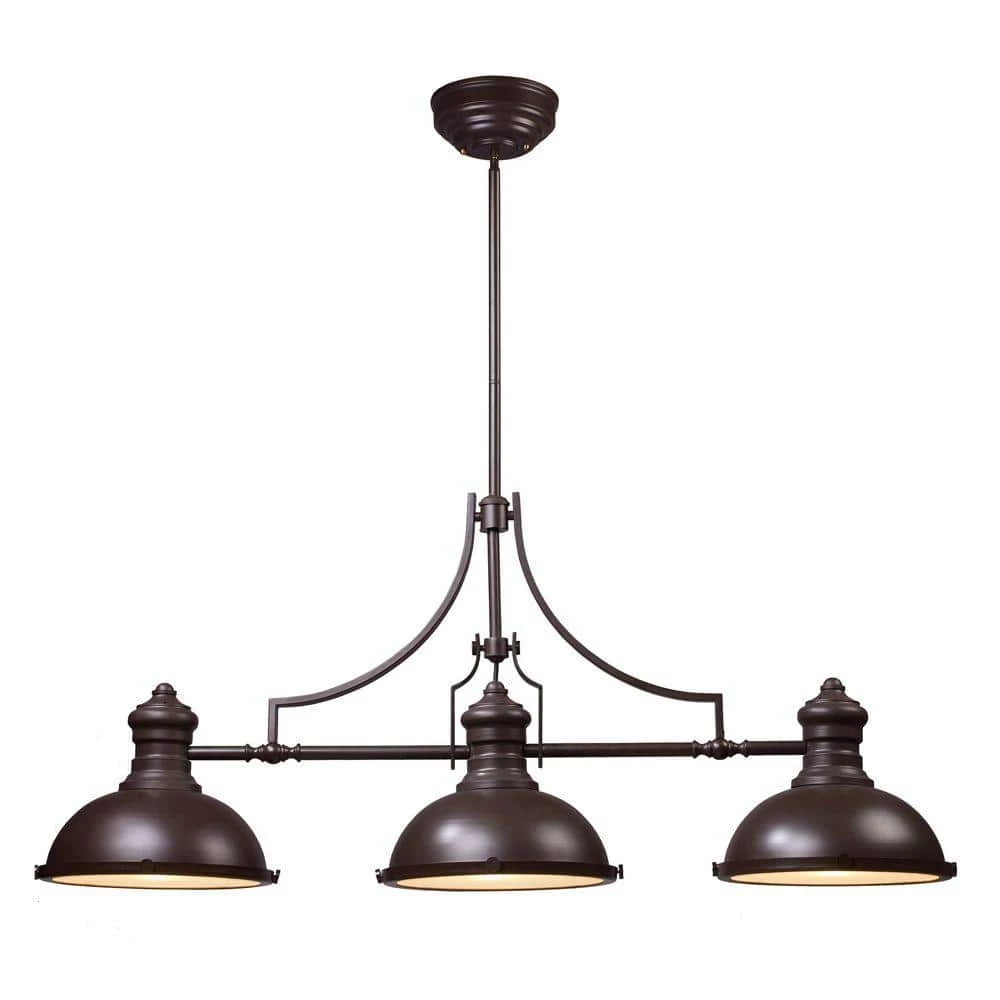 Chadwick 3-Light Oiled Bronze Island Light With Matching Metal Shades by Titan Lighting 3 Chadwick 3-Light Oiled Bronze Island Light With Matching Metal Shades by Titan Lighting