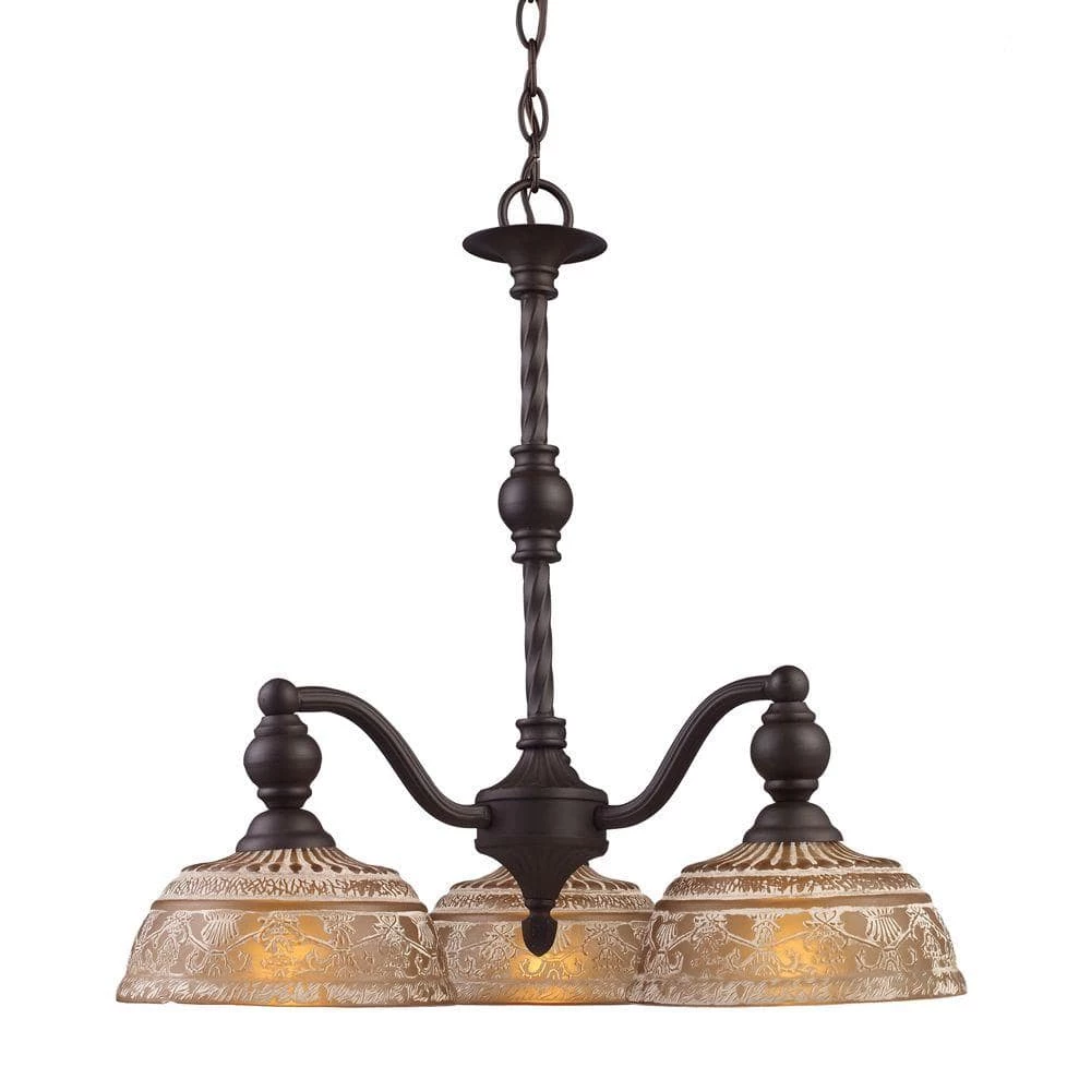 Norwich 3-Light Oiled Bronze Chandelier With Amber Glass Shades by Titan Lighting 3 Norwich 3-Light Oiled Bronze Chandelier With Amber Glass Shades by Titan Lighting
