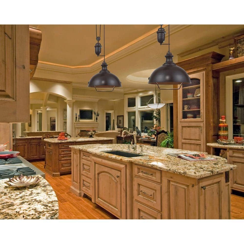 Farmhouse 1-Light Oiled Bronze Ceiling Mount Pendant by Titan Lighting 4 Farmhouse 1-Light Oiled Bronze Ceiling Mount Pendant by Titan Lighting - Image 2