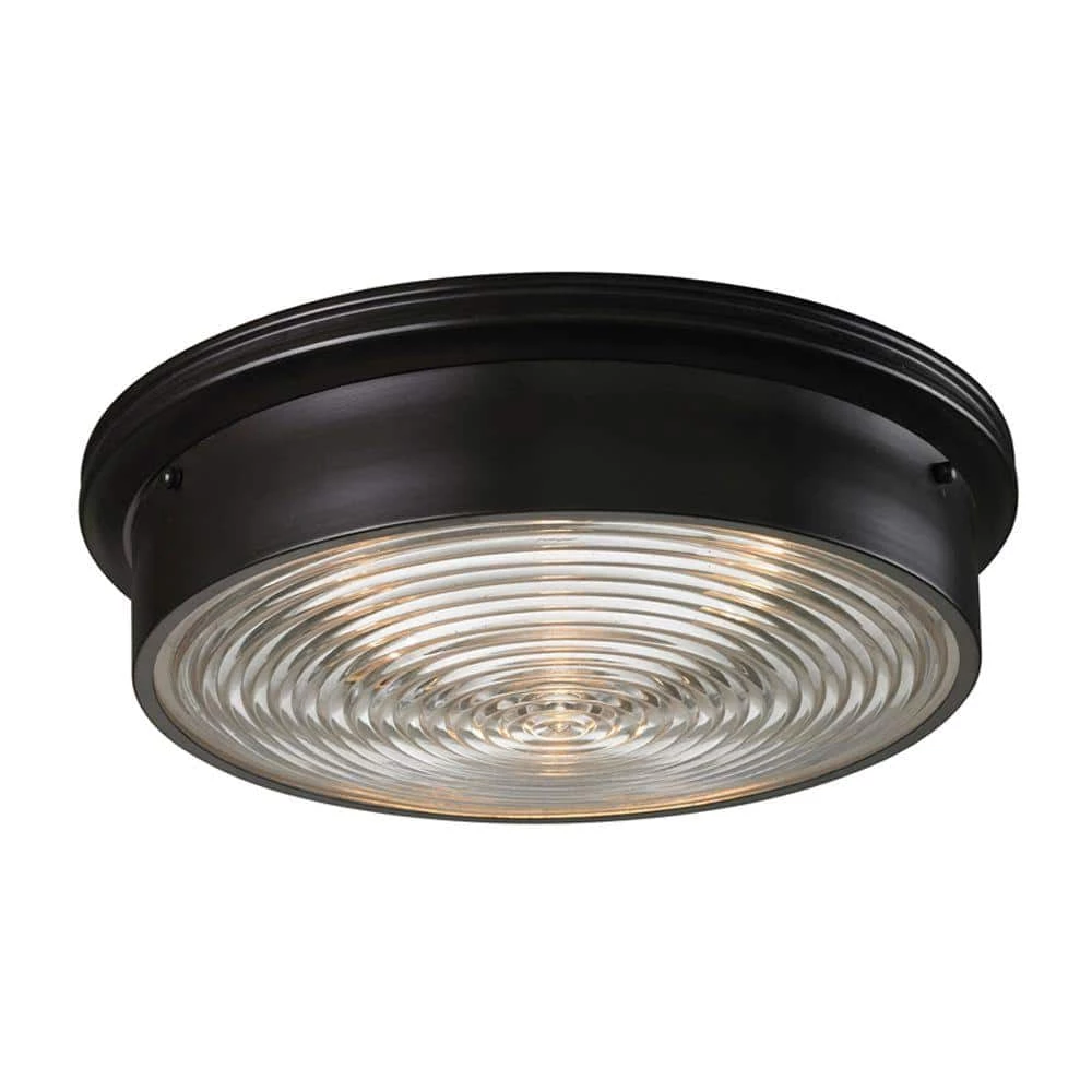 3-Light Oiled Bronze Ceiling Flush Mount by Titan Lighting 3 3-Light Oiled Bronze Ceiling Flush Mount by Titan Lighting