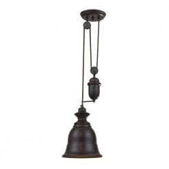 Farmhouse 1-Light Oiled Bronze Ceiling Mount Pendant by Titan Lighting