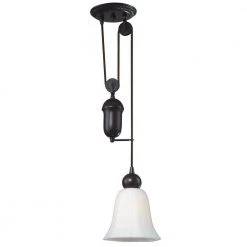 Farmhouse 1-Light Oiled Bronze Ceiling Mount Pendant by Titan Lighting
