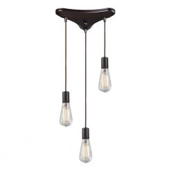 Menlow Park 3-Light Oiled Bronze Ceiling Mount Pendant by Titan Lighting