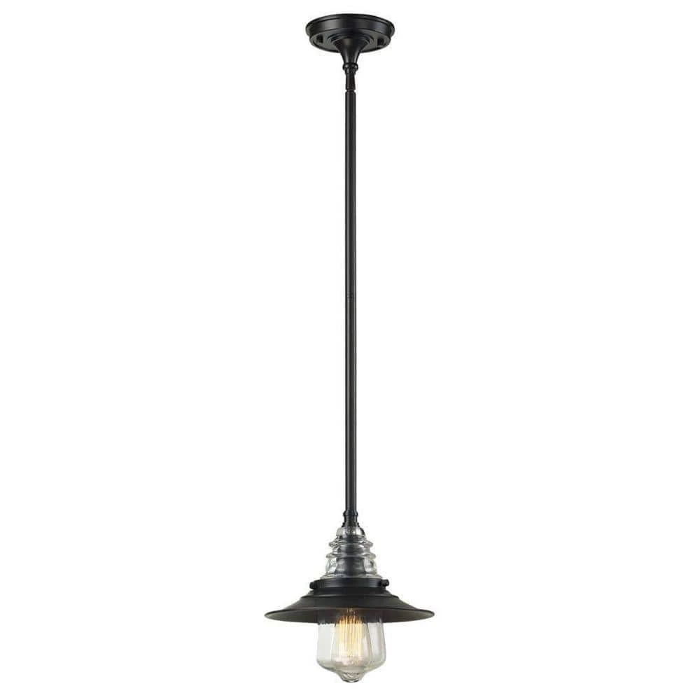 Insulator Glass 1-Light Oiled Bronze Ceiling Mount Pendant by Titan Lighting 3 Insulator Glass 1-Light Oiled Bronze Ceiling Mount Pendant by Titan Lighting