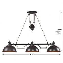 Farmhouse 3-Light Oiled Bronze Billiard Light With Metal Shades by Titan Lighting -Titan Lighting sale2022 oiled bronze titan lighting pool table lights tn 7833 fa 1000