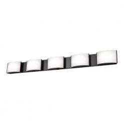 Pandora 5-Light Oiled Bronze and Opal Glass LED Vanity Light by Titan Lighting