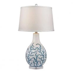 Sixpenny 27 in. White Blue Coral Table Lamp by Titan Lighting