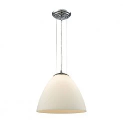 Merida 1-Light Polished Chrome with White Linen Glass Pendant by Titan Lighting