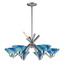 Refraction 6-Light Polished Chrome Ceiling Mount Chandelier by Titan Lighting