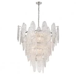 Frozen Cascade 13-Light Polished Chrome Tiered Chandelier with Glass Shades by Titan Lighting