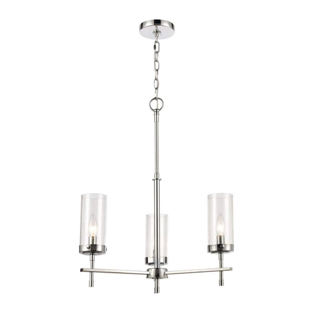 Melinda 3-Light Polished Chrome Chandelier with Glass Shades by Titan Lighting 3 Melinda 3-Light Polished Chrome Chandelier with Glass Shades by Titan Lighting
