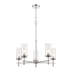Melinda 5-Light Polished Chrome Chandelier with Glass Shades by Titan Lighting