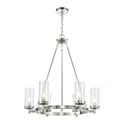 Melinda 6-Light Polished Chrome Chandelier with Glass Shades by Titan Lighting