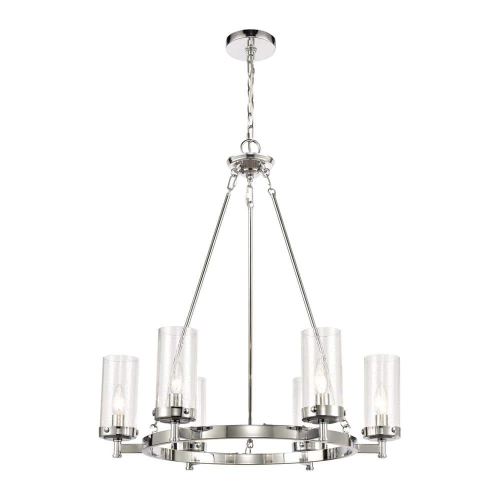 Melinda 6-Light Polished Chrome Chandelier with Glass Shades by Titan Lighting 3 Melinda 6-Light Polished Chrome Chandelier with Glass Shades by Titan Lighting