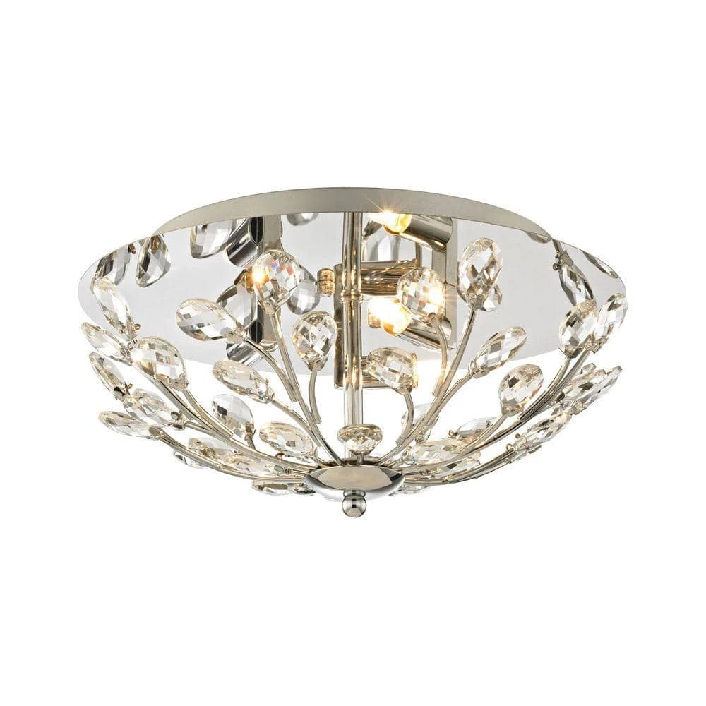 Crystique 3-Light Polished Chrome Flush Mount by Titan Lighting 3 Crystique 3-Light Polished Chrome Flush Mount by Titan Lighting