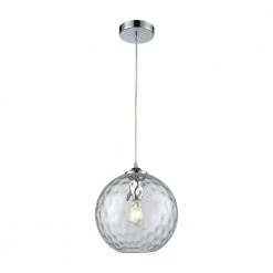 Watersphere 1-Light Polished Chrome with Clear Hammered Glass Pendant by Titan Lighting