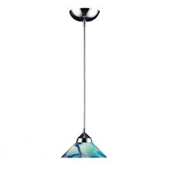 Refraction 1-Light Polished Chrome Ceiling Mount Pendant by Titan Lighting