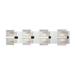 Desiree 32-Watt Polished Chrome with Clear Lined Glass Integrated LED Bath Light by Titan Lighting