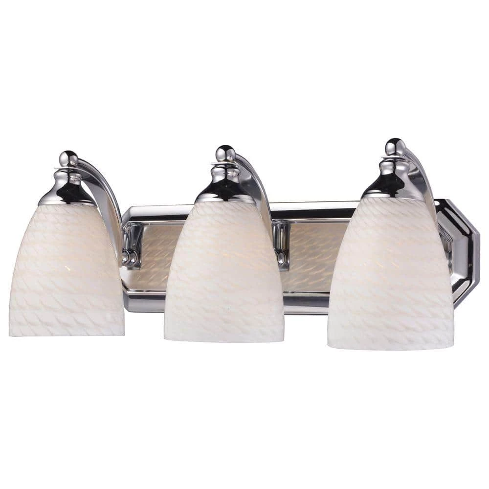 3-Light Polished Chrome Wall Mount Vanity Light by Titan Lighting 3 3-Light Polished Chrome Wall Mount Vanity Light by Titan Lighting