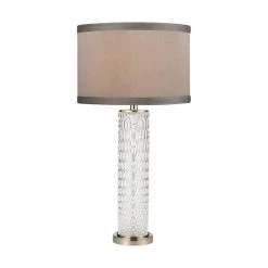 Chaufer Table Lamp in Polished Nickel and Clear by Titan Lighting