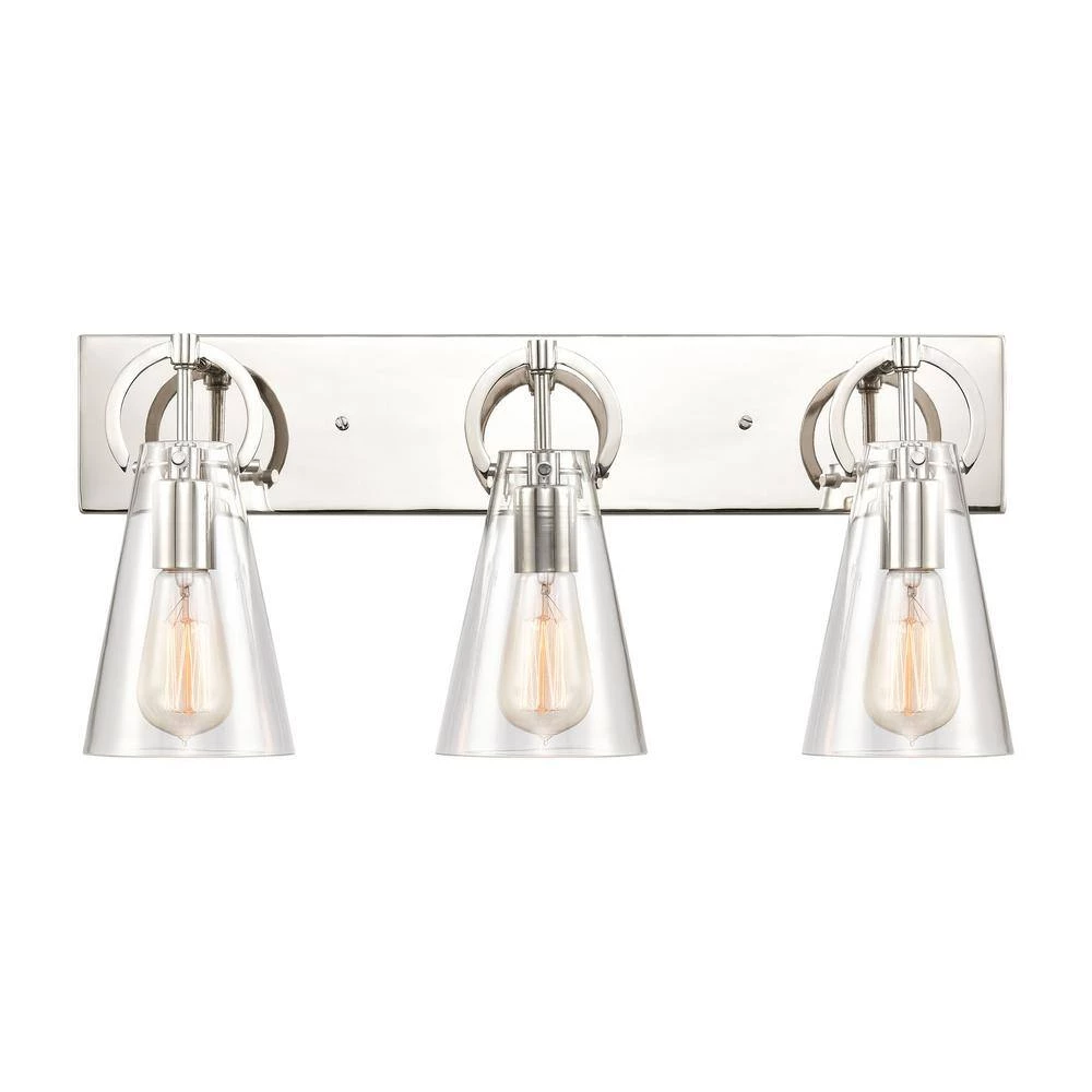 Gabby 23 in. 3-Light Polished Nickel Vanity Light by Titan Lighting 4 Gabby 23 in. 3-Light Polished Nickel Vanity Light by Titan Lighting - Image 2