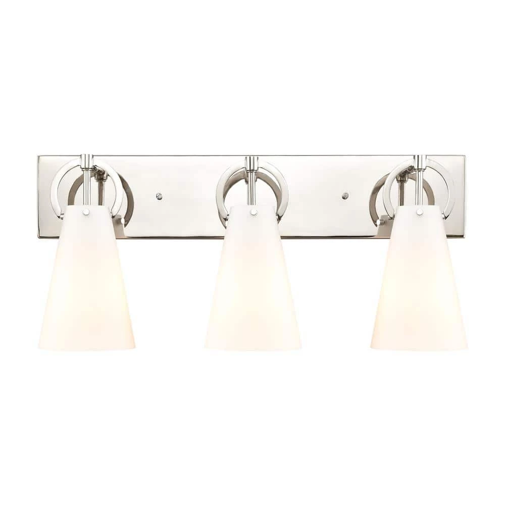 Gabby 23 in. 3-Light Polished Nickel Vanity Light by Titan Lighting 3 Gabby 23 in. 3-Light Polished Nickel Vanity Light by Titan Lighting