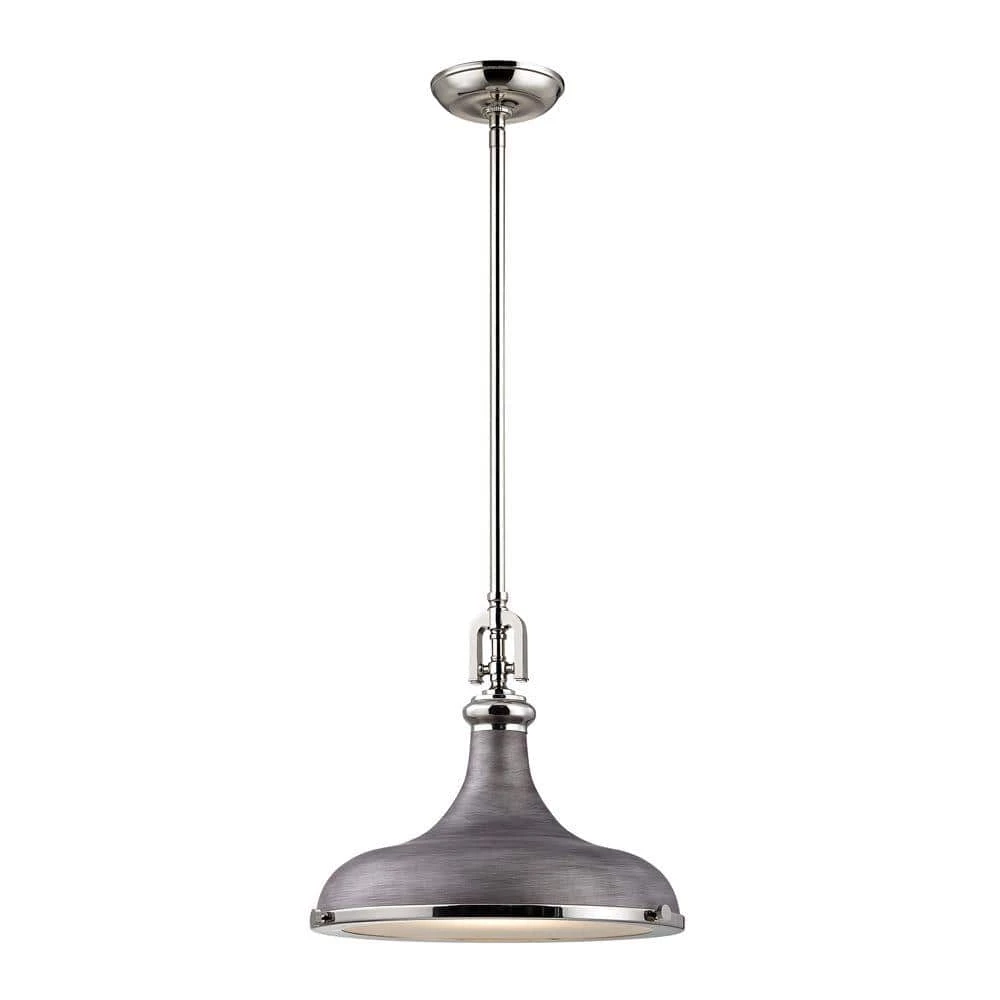 Rutherford 1-Light Polished Nickel/Weathered Zinc Pendant by Titan Lighting 3 Rutherford 1-Light Polished Nickel/Weathered Zinc Pendant by Titan Lighting