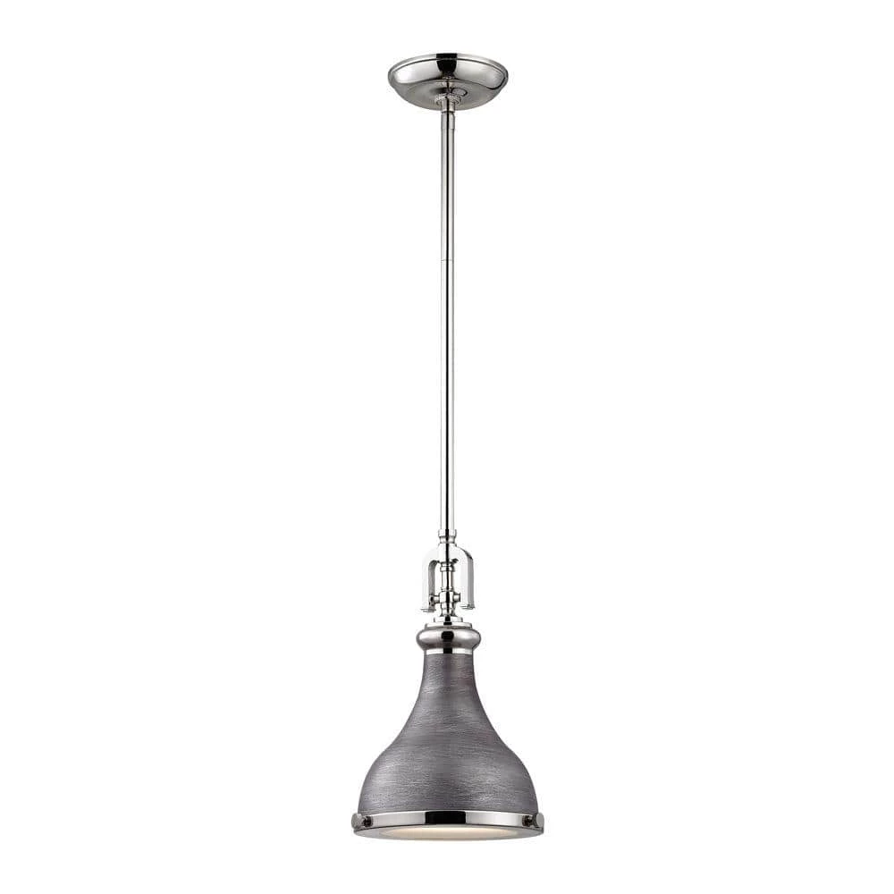 Rutherford 1-Light Polished Nickel/Weathered Zinc Pendant by Titan Lighting 3 Rutherford 1-Light Polished Nickel/Weathered Zinc Pendant by Titan Lighting