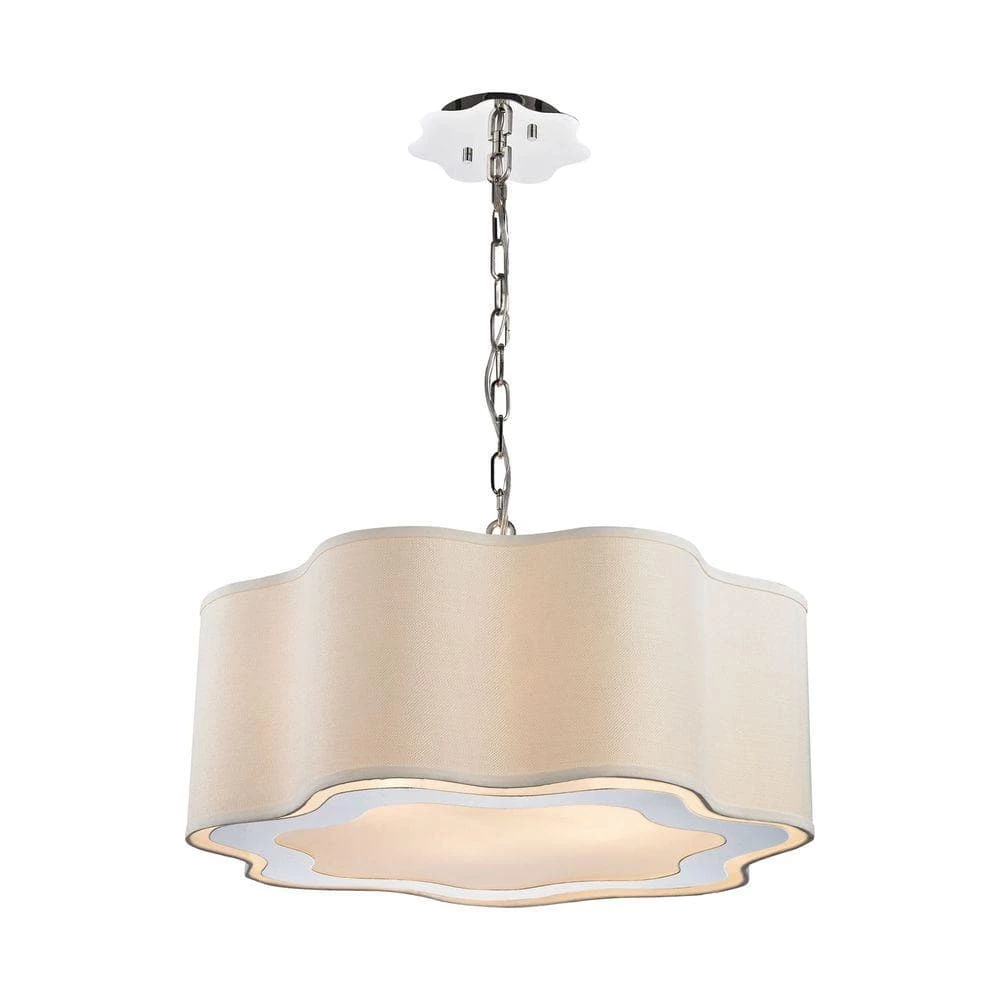 Villoy 6-Light Polished Stainless Steel and Nickel Drum Pendant by Titan Lighting 3 Villoy 6-Light Polished Stainless Steel and Nickel Drum Pendant by Titan Lighting