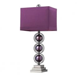 Alva Contemporary 27 in. Black Nickel and Purple Table Lamp by Titan Lighting