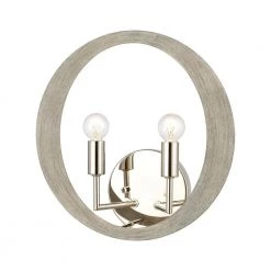 Retro Rings 2-Light Sandy Beechwood Wall Sconce by Titan Lighting