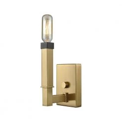 Mandeville 1-Light Satin Brass with Oil Rubbed Bronze Accents Bath Light by Titan Lighting
