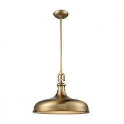 Rutherford 1-Light Satin Brass with Frosted Glass Diffuser Pendant by Titan Lighting