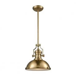 Chadwick 1-Light Satin Brass with Frosted Glass Diffuser Pendant by Titan Lighting