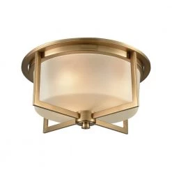 Vancourt 3-Light Satin Brass with Frosted Glass Flushmount by Titan Lighting
