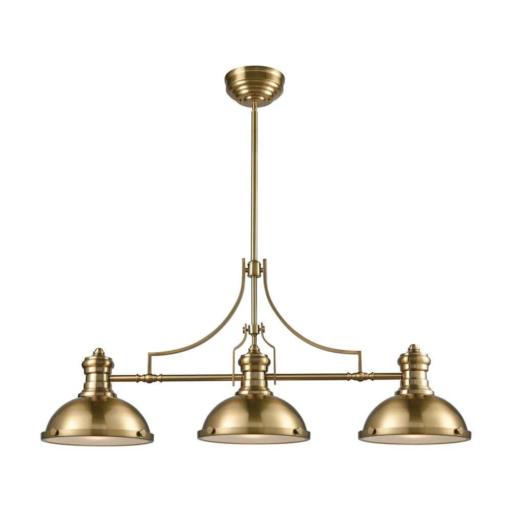 Chadwick 3-Light Satin Brass Billiard Light by Titan Lighting 3 Chadwick 3-Light Satin Brass Billiard Light by Titan Lighting
