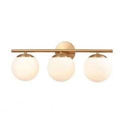 Hollywood Blvd. 3-Light Satin Brass Vanity Light with Opal White Glass by Titan Lighting