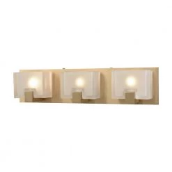 Ridgecrest 3-Light Satin Brass with Frosted Cast Glass Bath Light by Titan Lighting