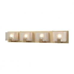 Ridgecrest 4-Light Satin Brass with Frosted Cast Glass Bath Light by Titan Lighting