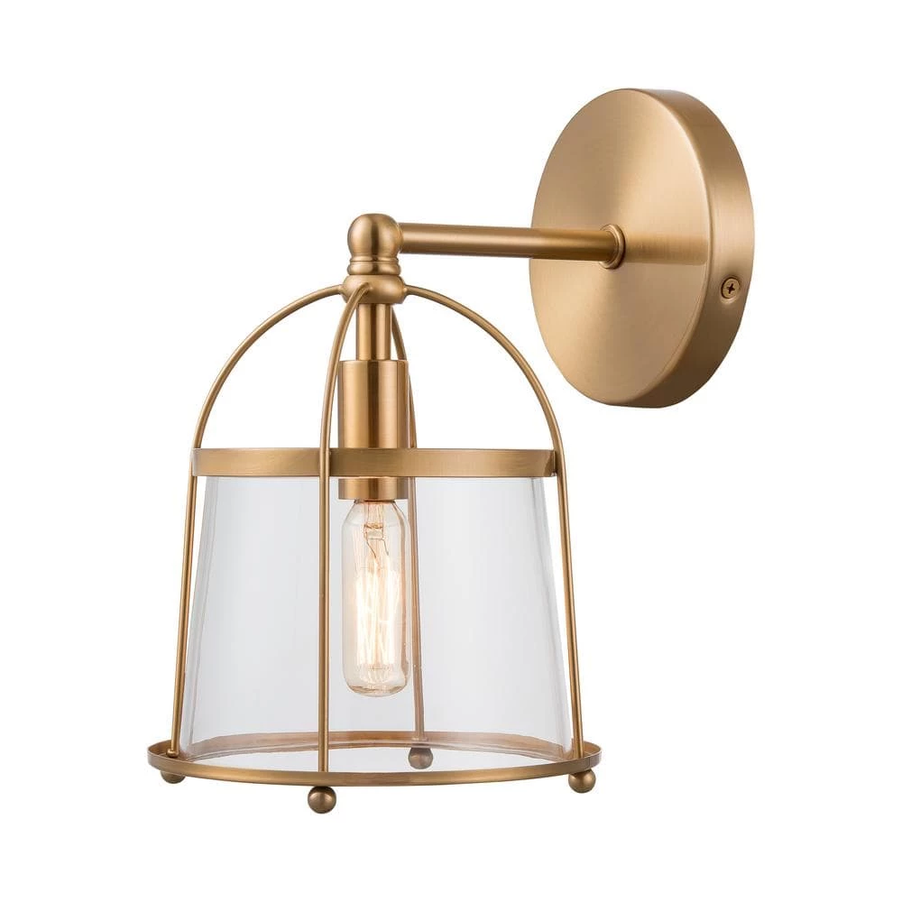 Merrick 7 in. 1-Light Satin Brass Vanity Light by Titan Lighting 3 Merrick 7 in. 1-Light Satin Brass Vanity Light by Titan Lighting