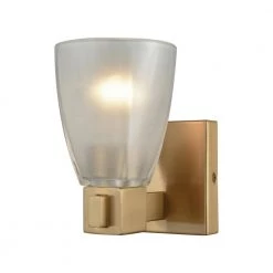 Ensley 1-Light Satin Brass with Frosted Glass Bath Light by Titan Lighting