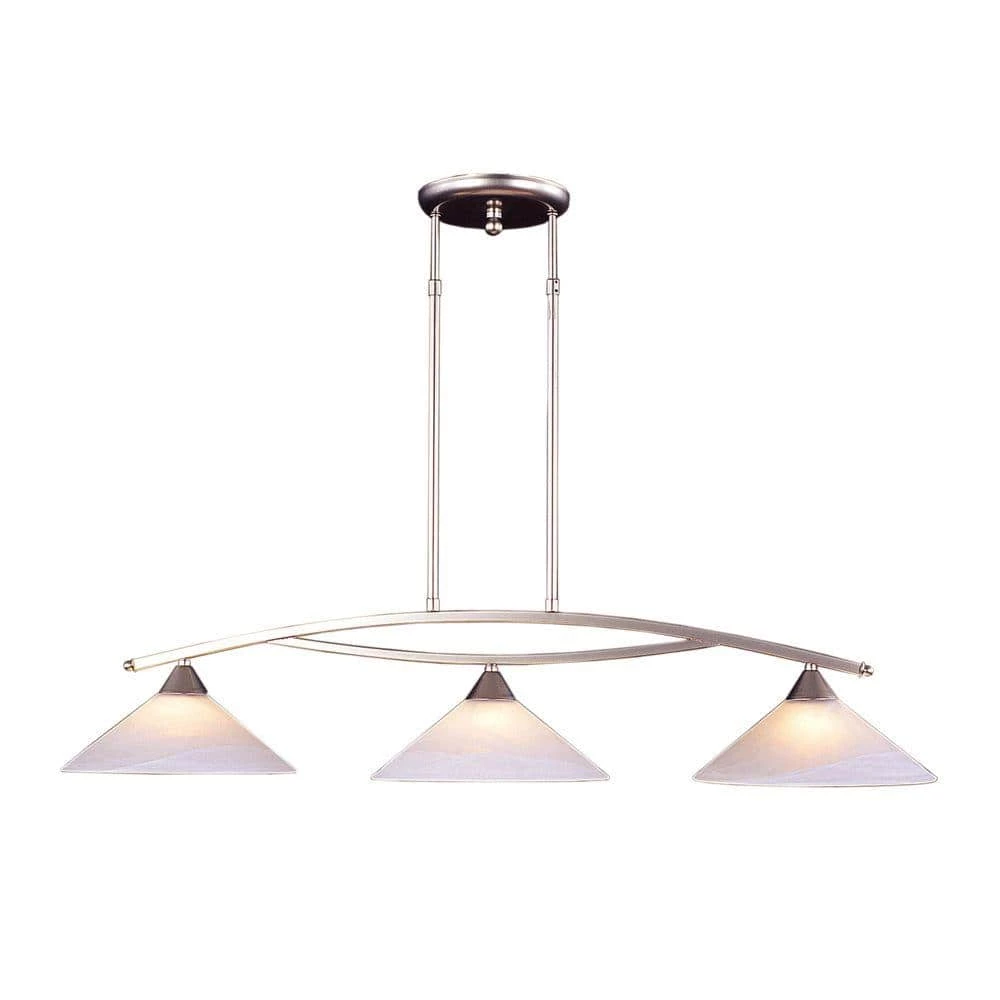 Elysburg 3-Light Satin Nickel Island Light With White Marbleized Glass Shades by Titan Lighting 3 Elysburg 3-Light Satin Nickel Island Light With White Marbleized Glass Shades by Titan Lighting
