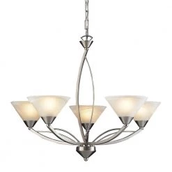 Elysburg 5-Light Satin Nickel Ceiling Mount Chandelier by Titan Lighting