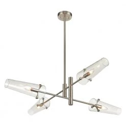 Valante 4-Light Satin Nickel Chandelier with Glass Shades by Titan Lighting